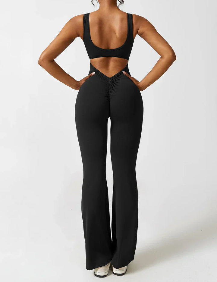 Elena™ | Elegant Flared Jumpsuit with V-Back