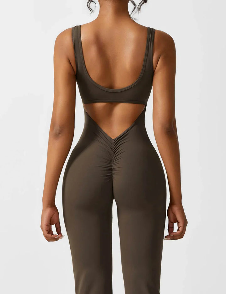 Elena™ | Elegant Flared Jumpsuit with V-Back