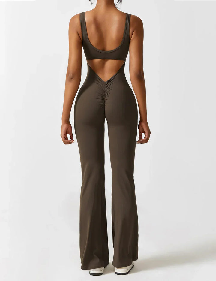 Elena™ | Elegant Flared Jumpsuit with V-Back