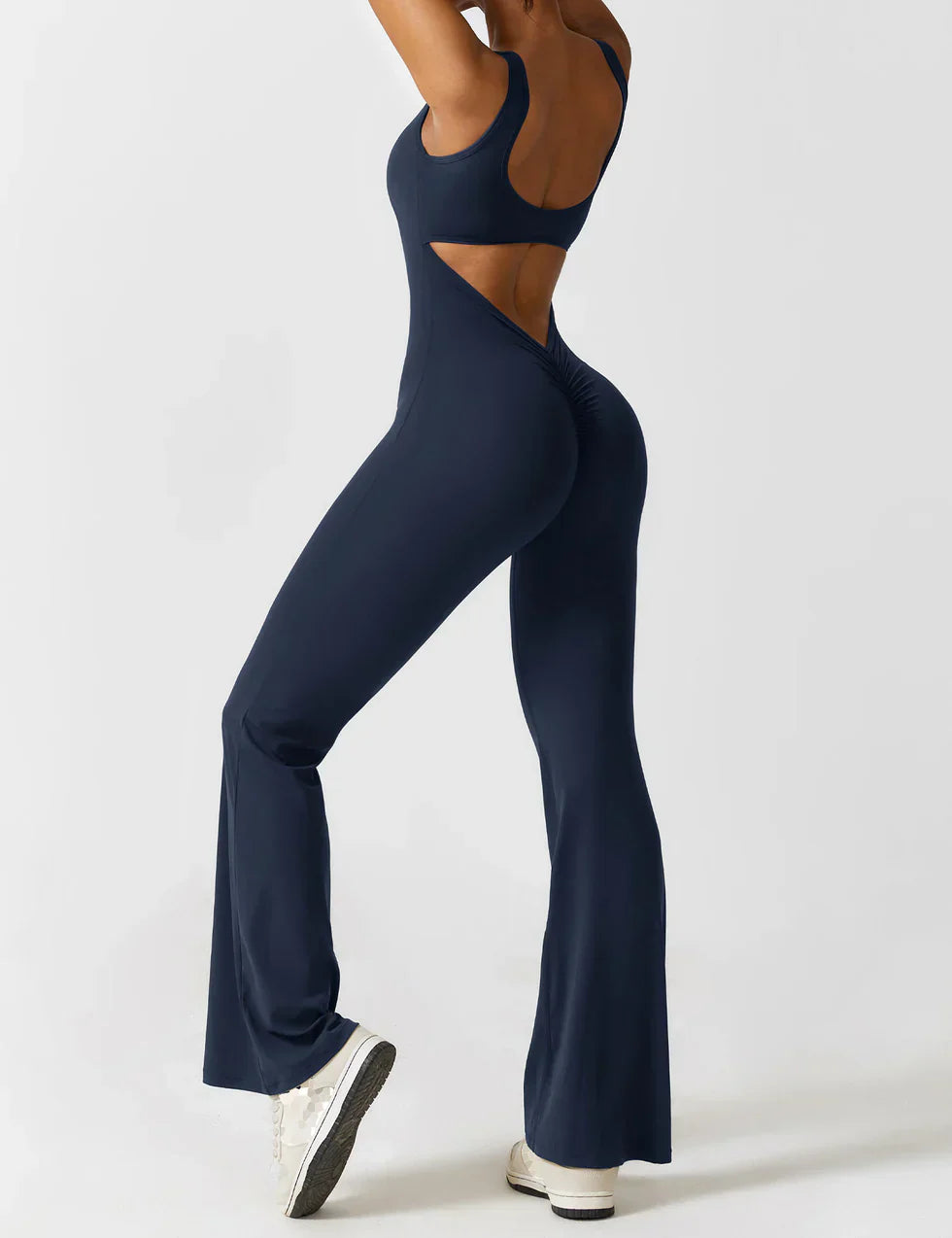 Elena™ | Elegant Flared Jumpsuit with V-Back