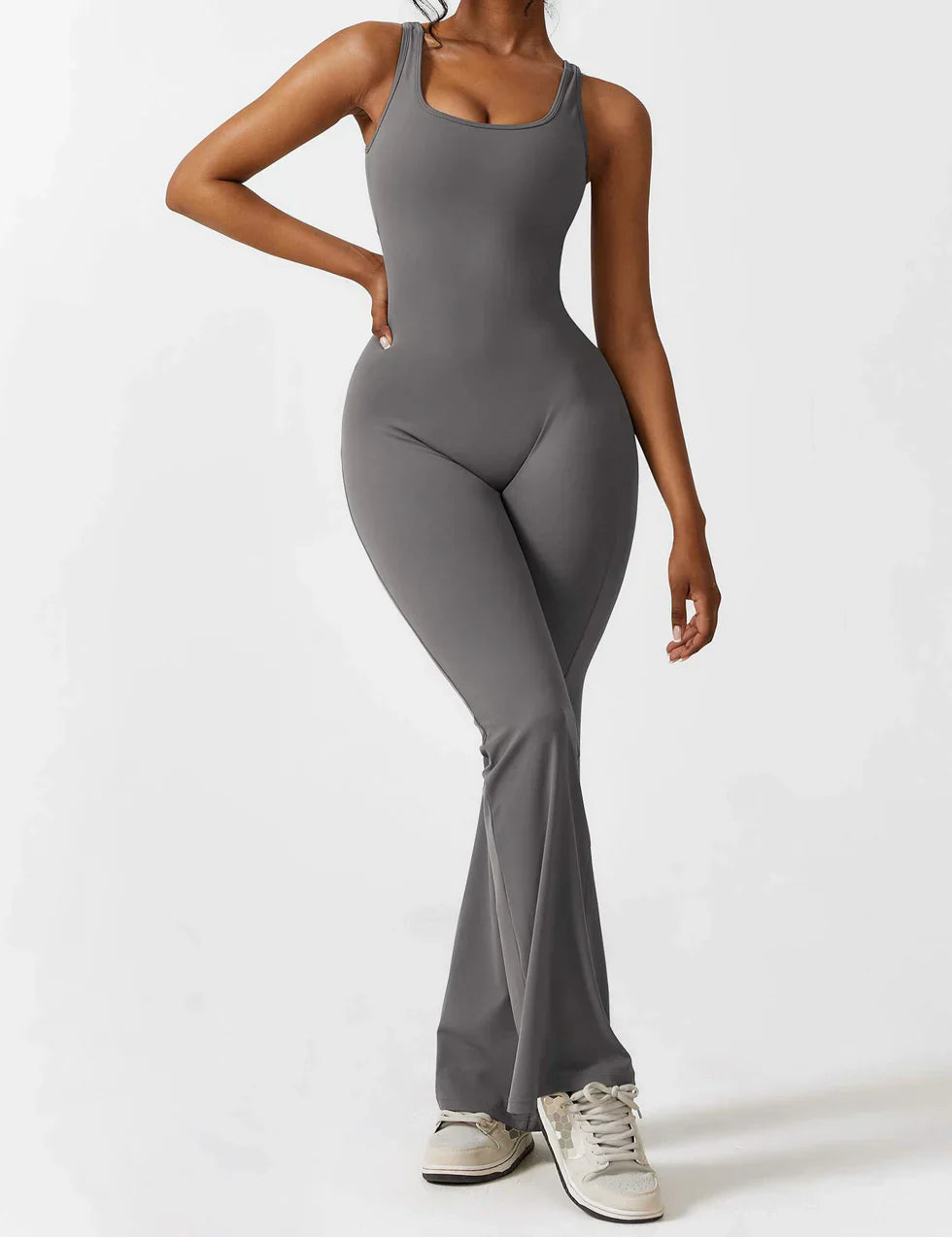 Elena™ | Elegant Flared Jumpsuit with V-Back