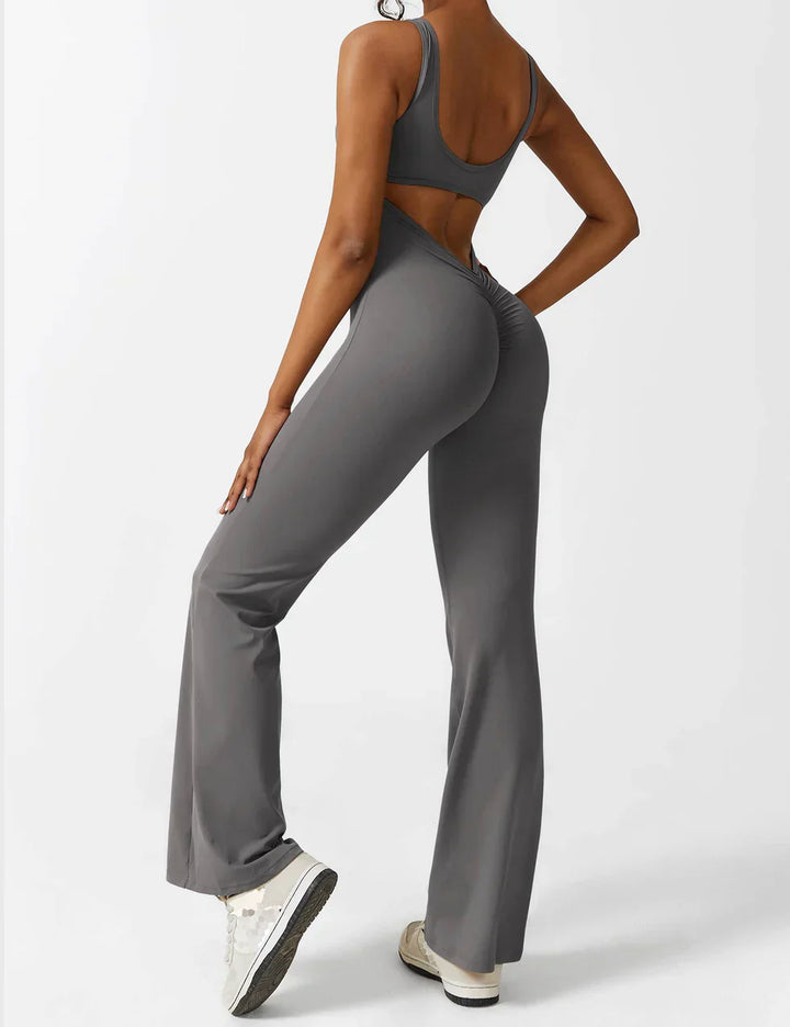 Elena™ | Elegant Flared Jumpsuit with V-Back