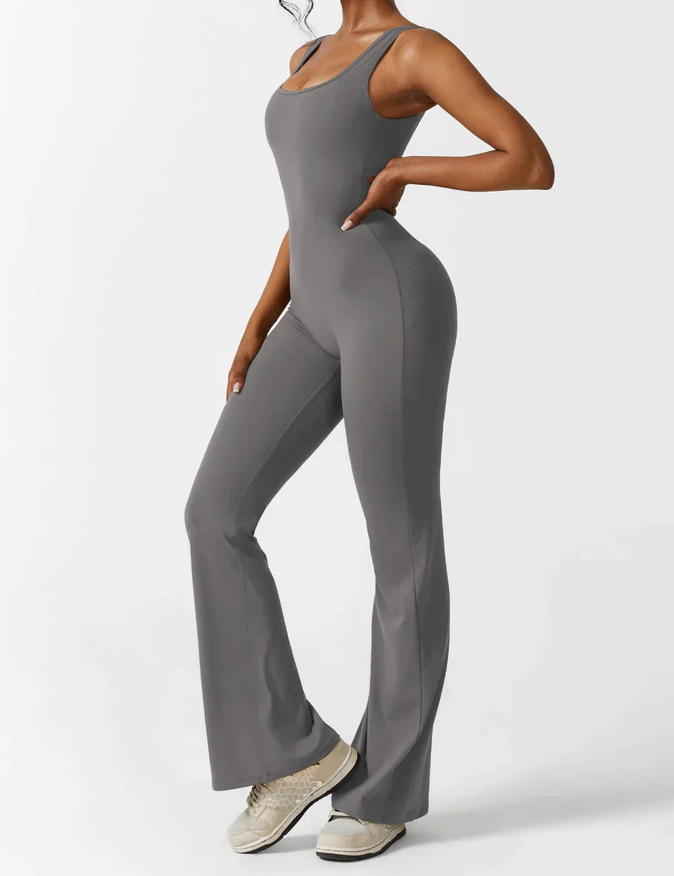 Elena™ | Elegant Flared Jumpsuit with V-Back