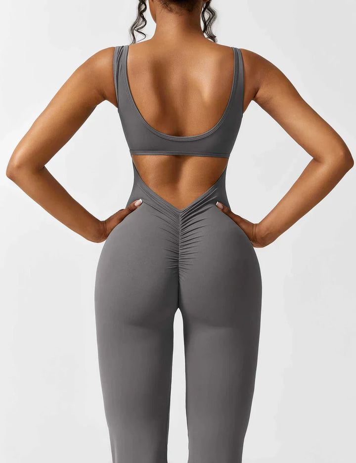 Elena™ | Elegant Flared Jumpsuit with V-Back