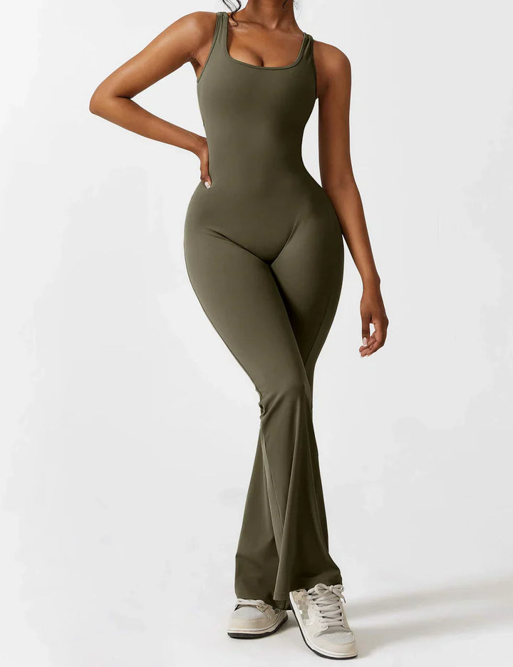 Elena™ | Elegant Flared Jumpsuit with V-Back