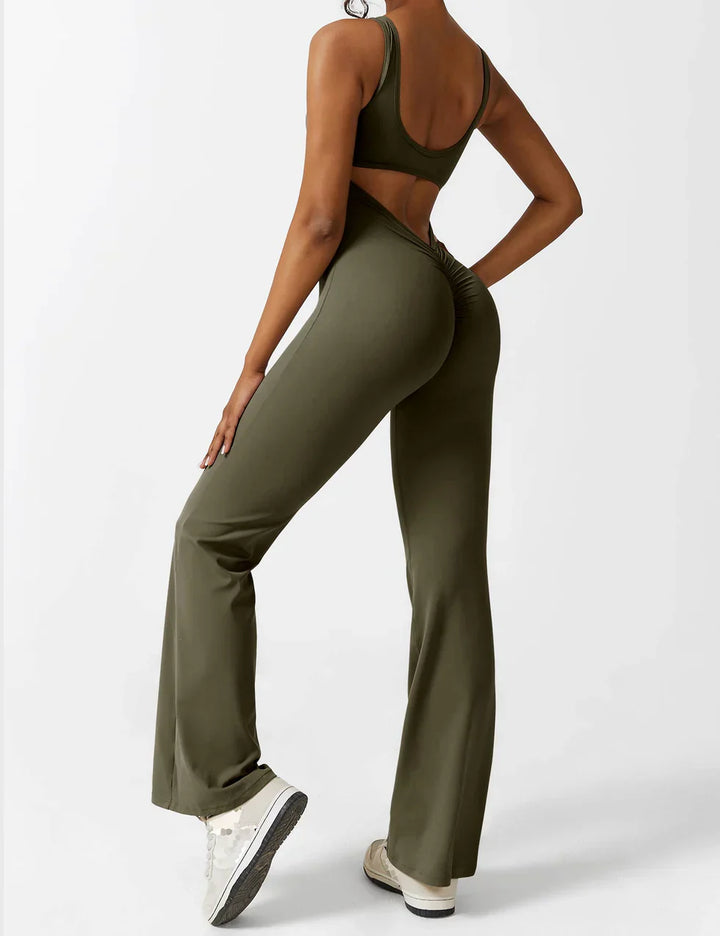 Elena™ | Elegant Flared Jumpsuit with V-Back