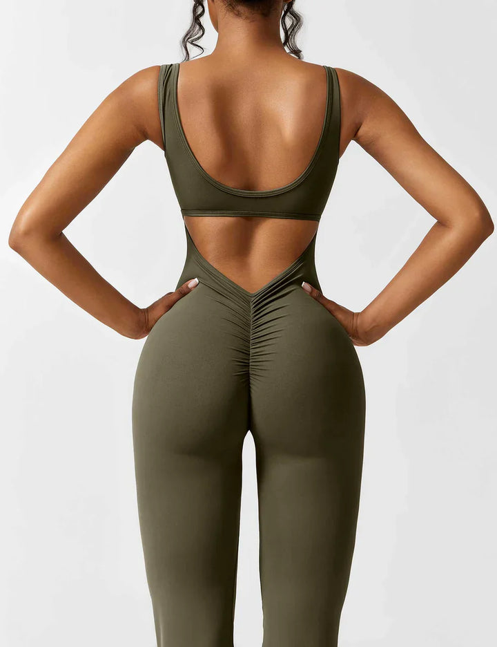 Elena™ | Elegant Flared Jumpsuit with V-Back