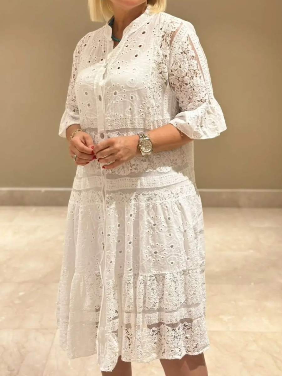 Selina | Embroidered Button-Down Dress