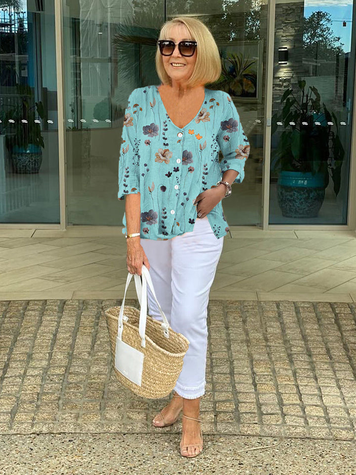 Valeria – Long-Sleeve Floral Top