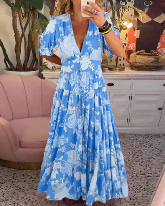 Evelyne – Boho V-Neck Maxi Dress