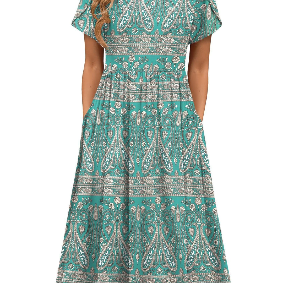 Carys™ – Floral Midi Dress with Pockets