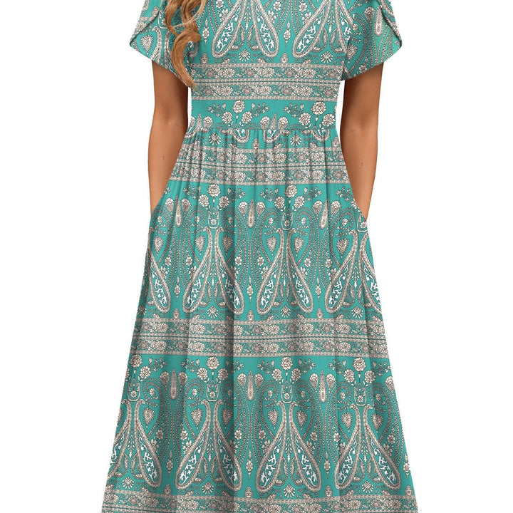 Carys™ – Floral Midi Dress with Pockets