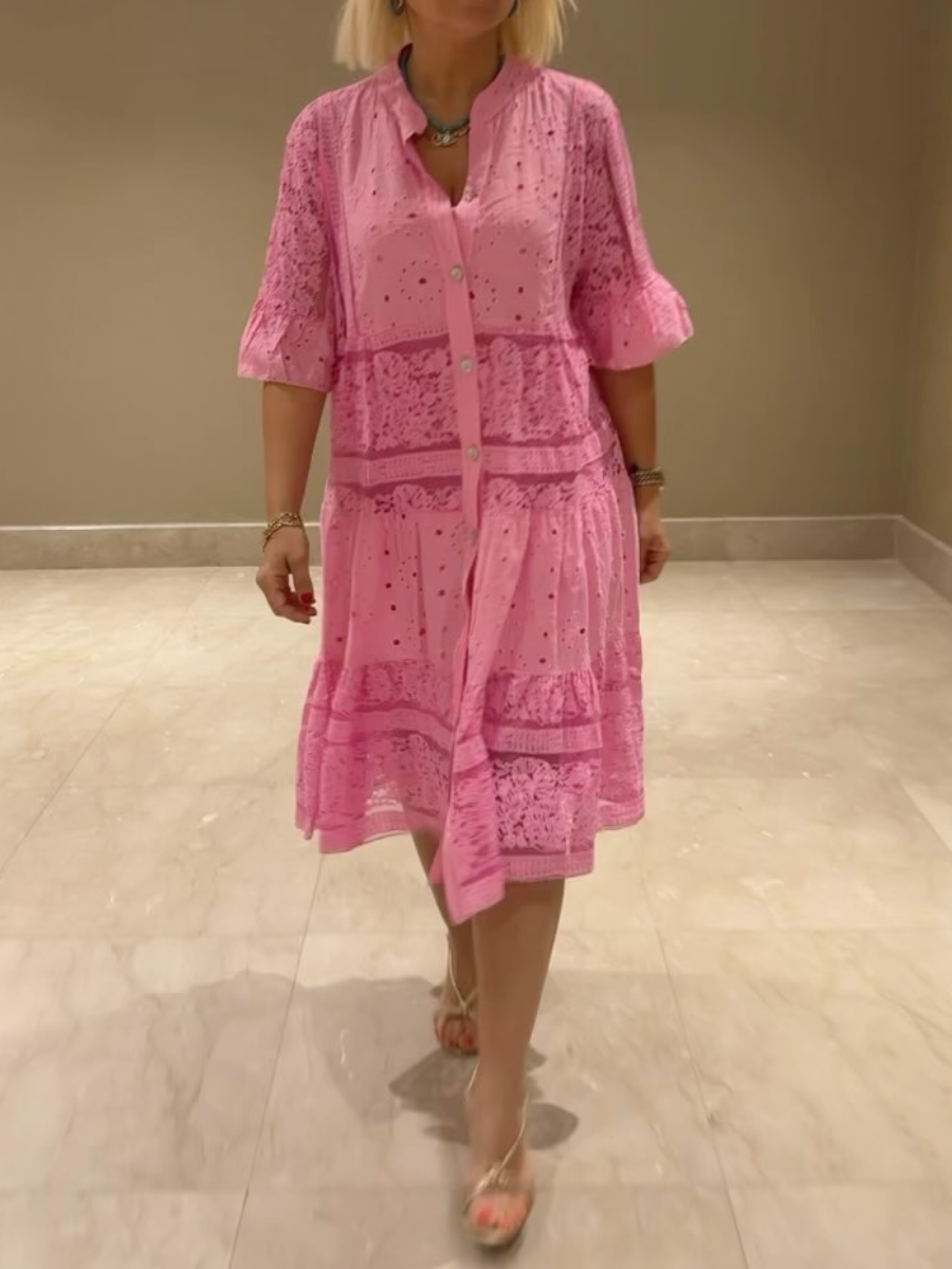 Selina | Embroidered Button-Down Dress
