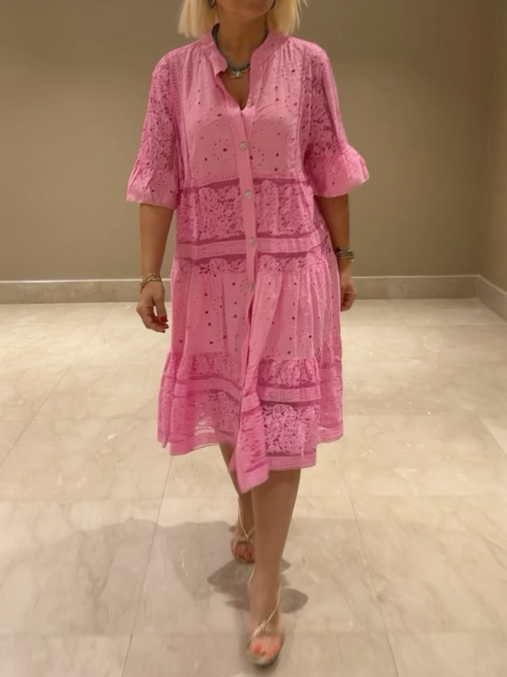 Selina | Embroidered Button-Down Dress