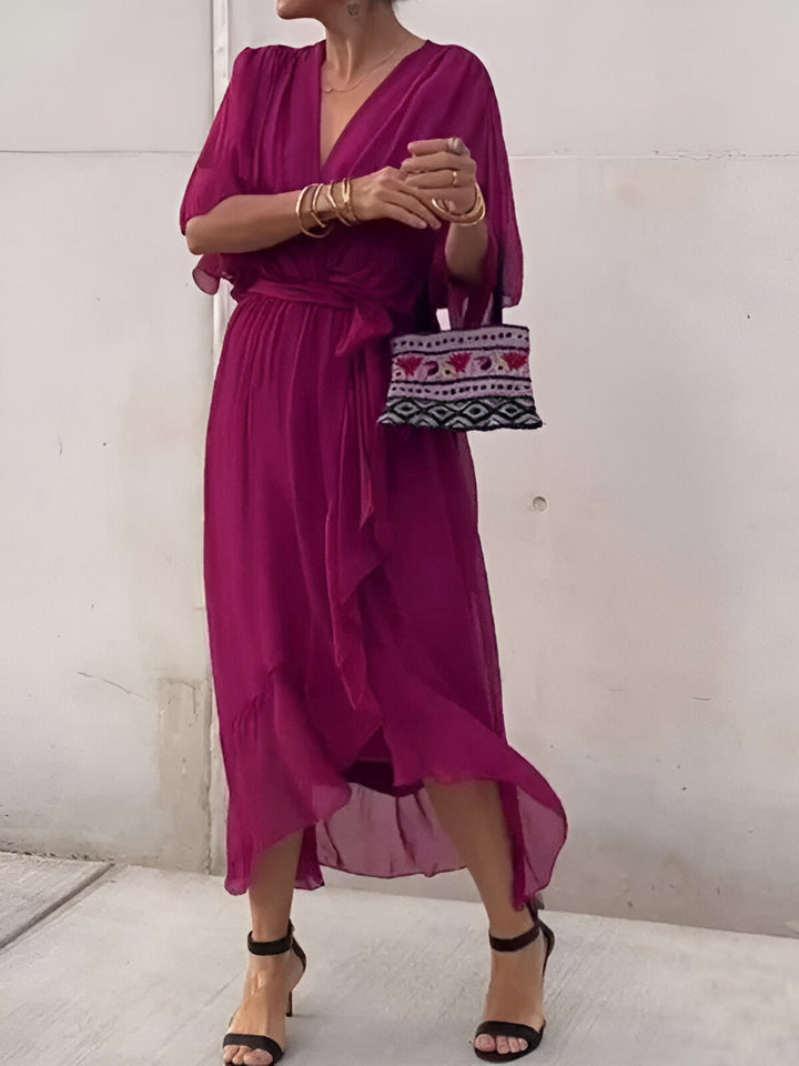 Monique – Chiffon Dress with V-Neck