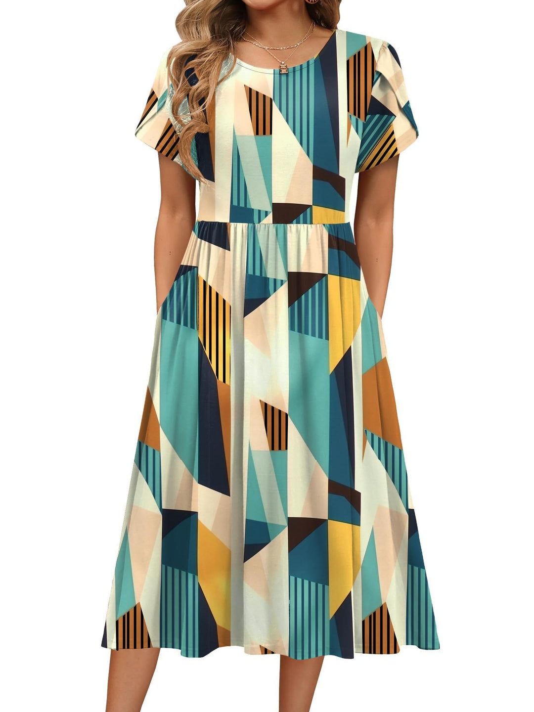 Carys™ – Floral Midi Dress with Pockets