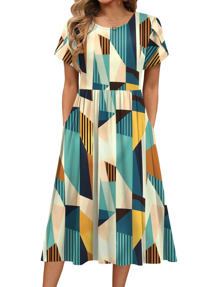 Carys™ – Floral Midi Dress with Pockets