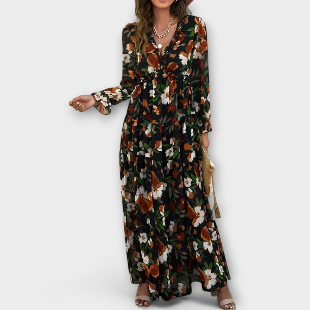 Marigold – Floral Elegance Maxi Dress