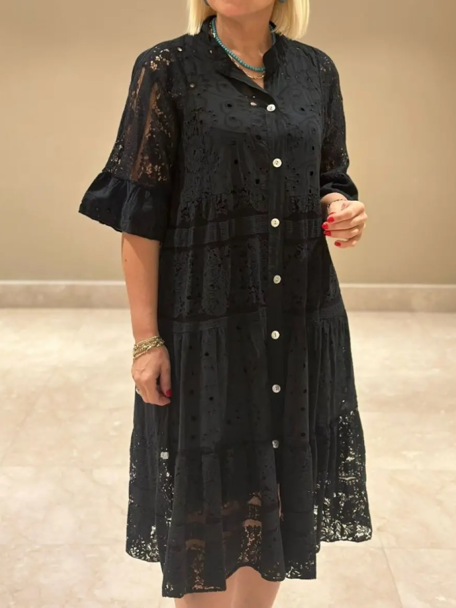 Selina | Embroidered Button-Down Dress