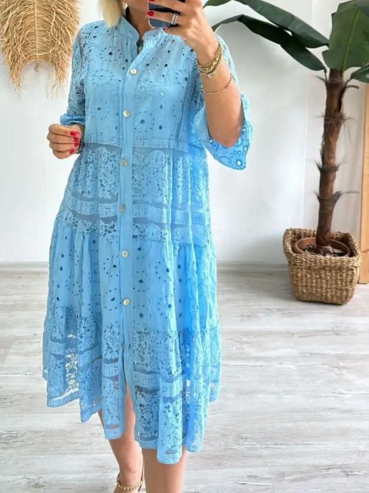 Selina | Embroidered Button-Down Dress