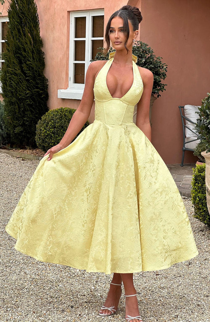 Fiona | Halter Sleeveless Midi Dress