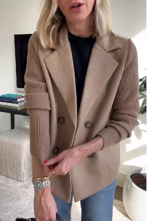 Orla™ | Chic Blazer with Knit Sleeves