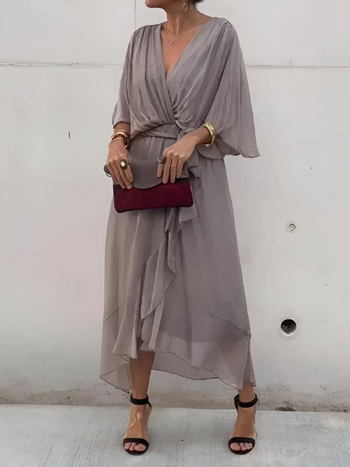 Monique – Chiffon Dress with V-Neck
