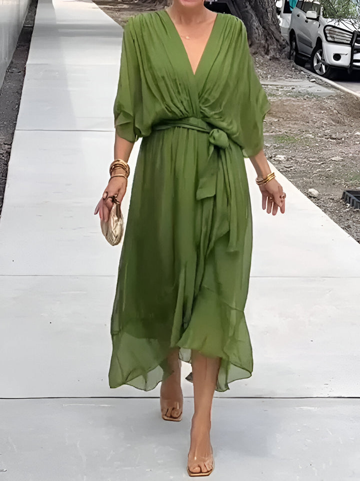 Monique – Chiffon Dress with V-Neck