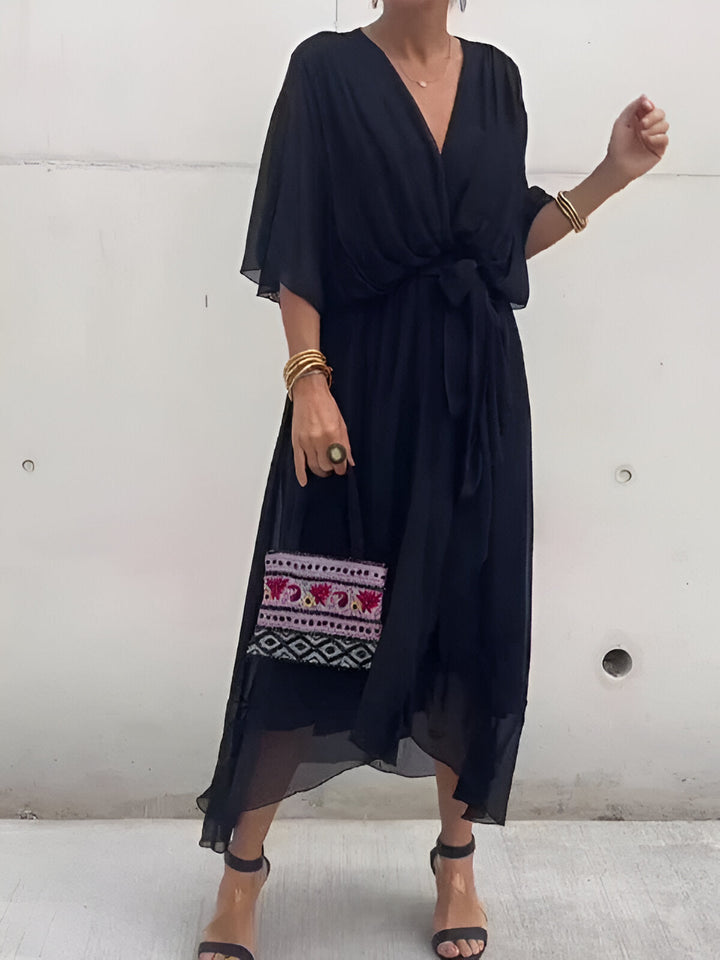 Monique – Chiffon Dress with V-Neck