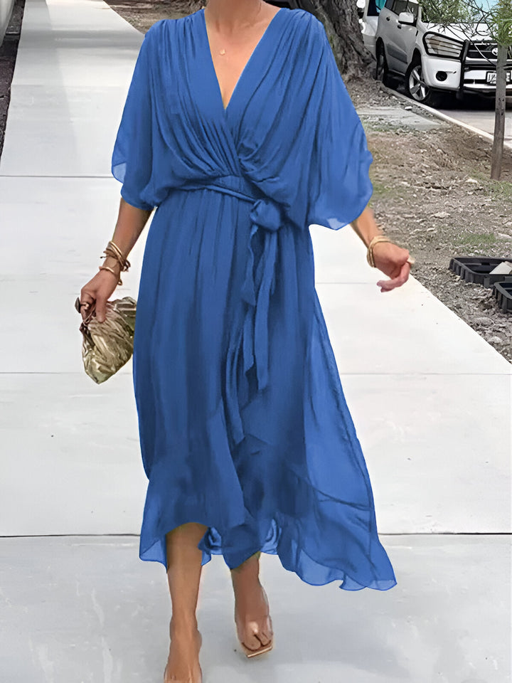 Monique – Chiffon Dress with V-Neck