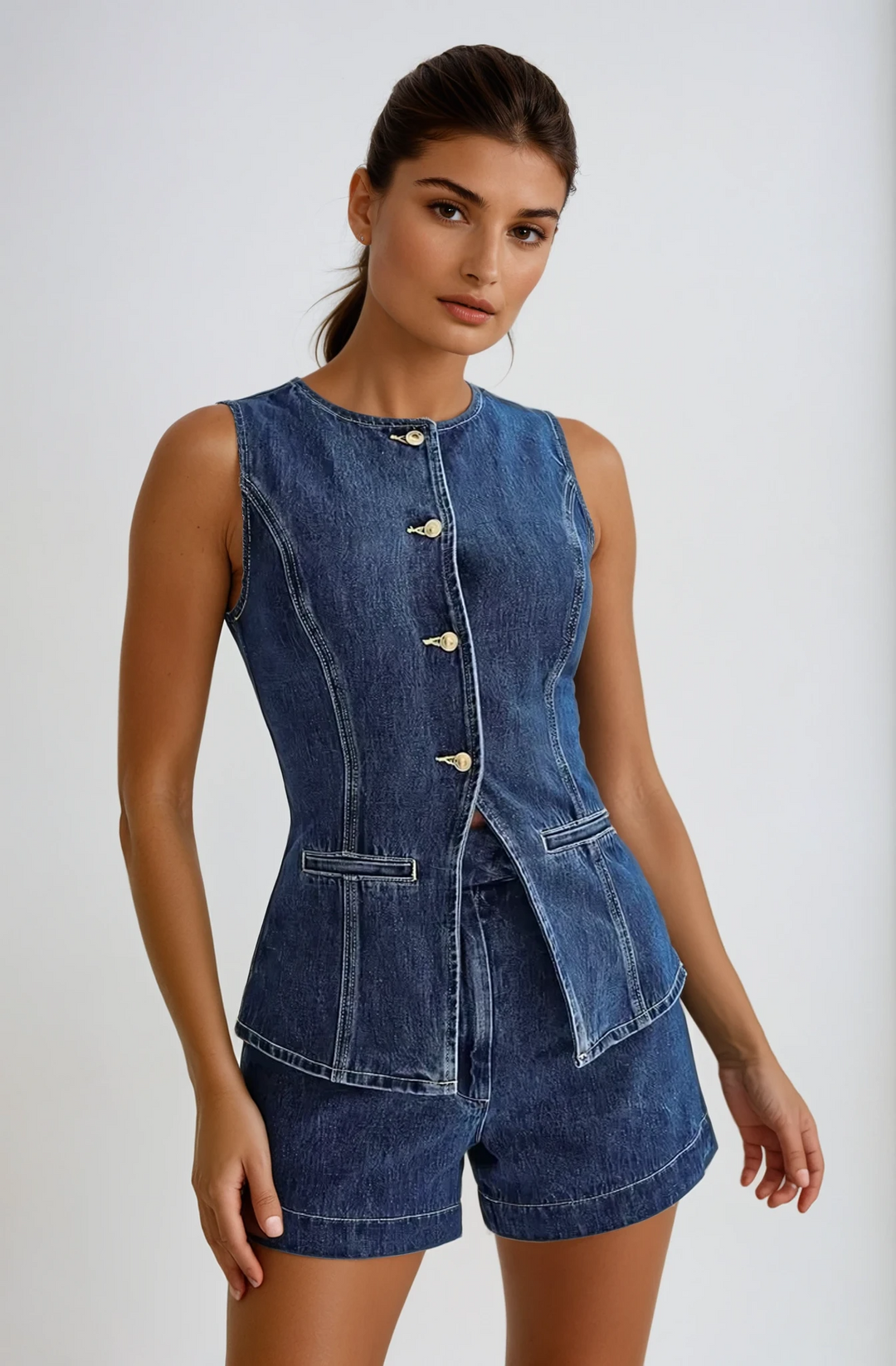Sorcha | Sleeveless Denim Set