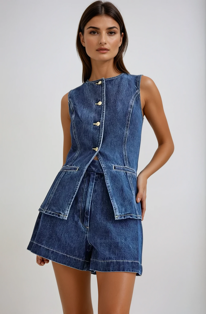 Sorcha | Sleeveless Denim Set