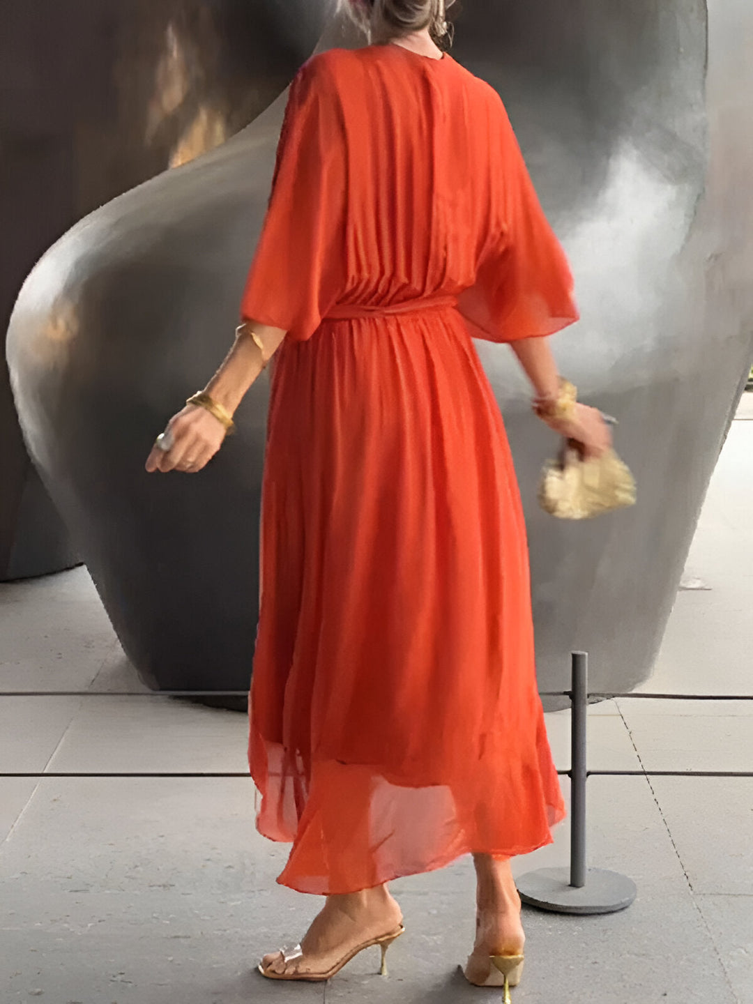 Monique – Chiffon Dress with V-Neck