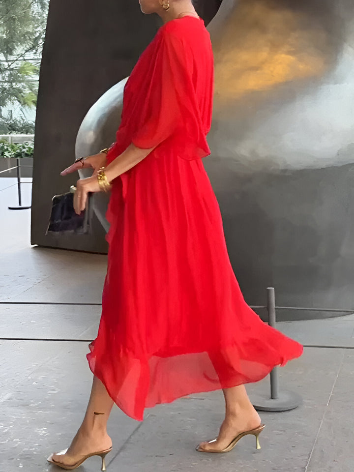 Monique – Chiffon Dress with V-Neck