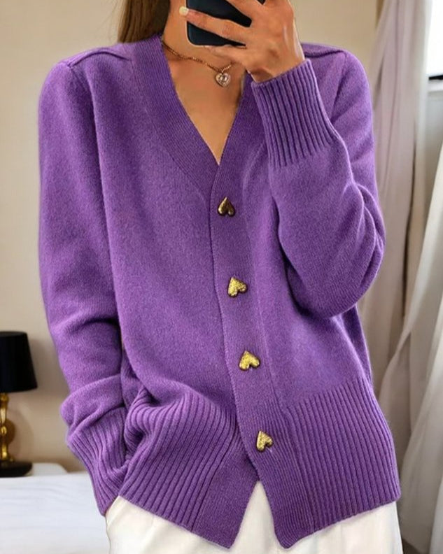 Adele™ | Elegant Cardigan with Heart Buttons