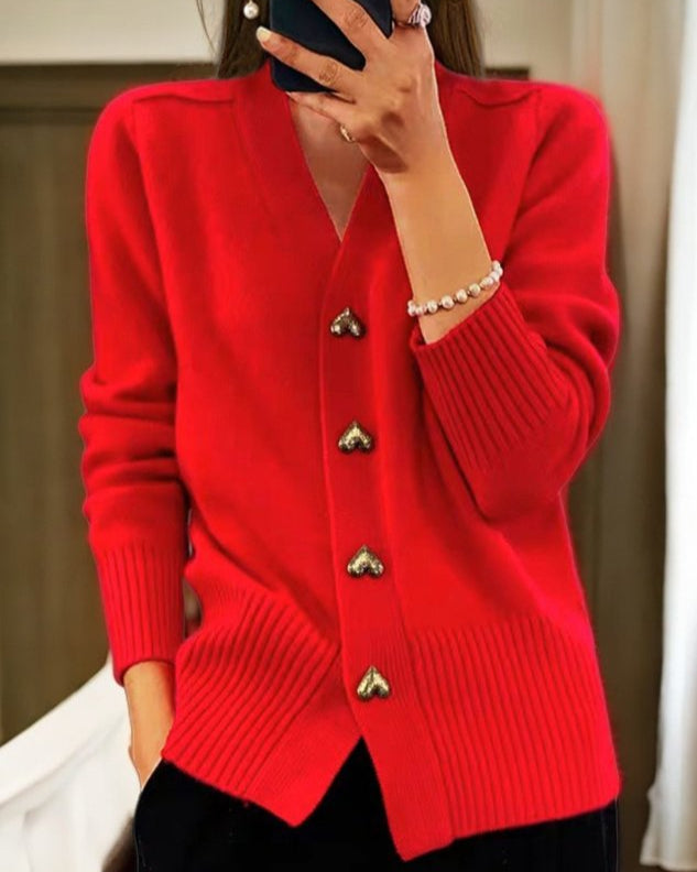 Adele™ | Elegant Cardigan with Heart Buttons