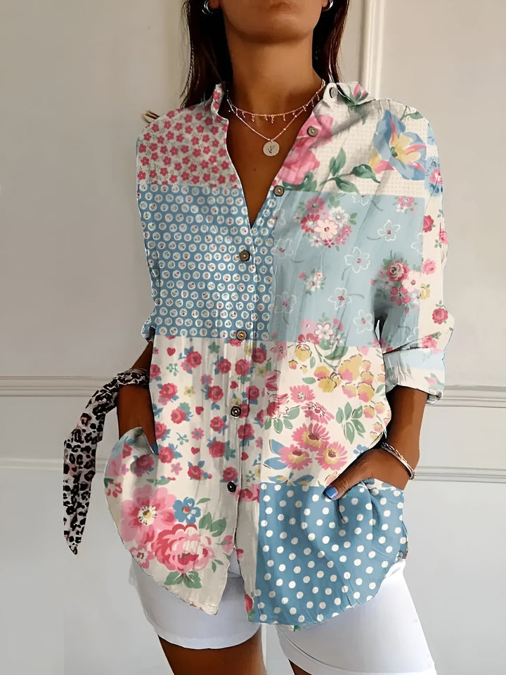 Lyssa – Elegant Floral Button-Down Blouse