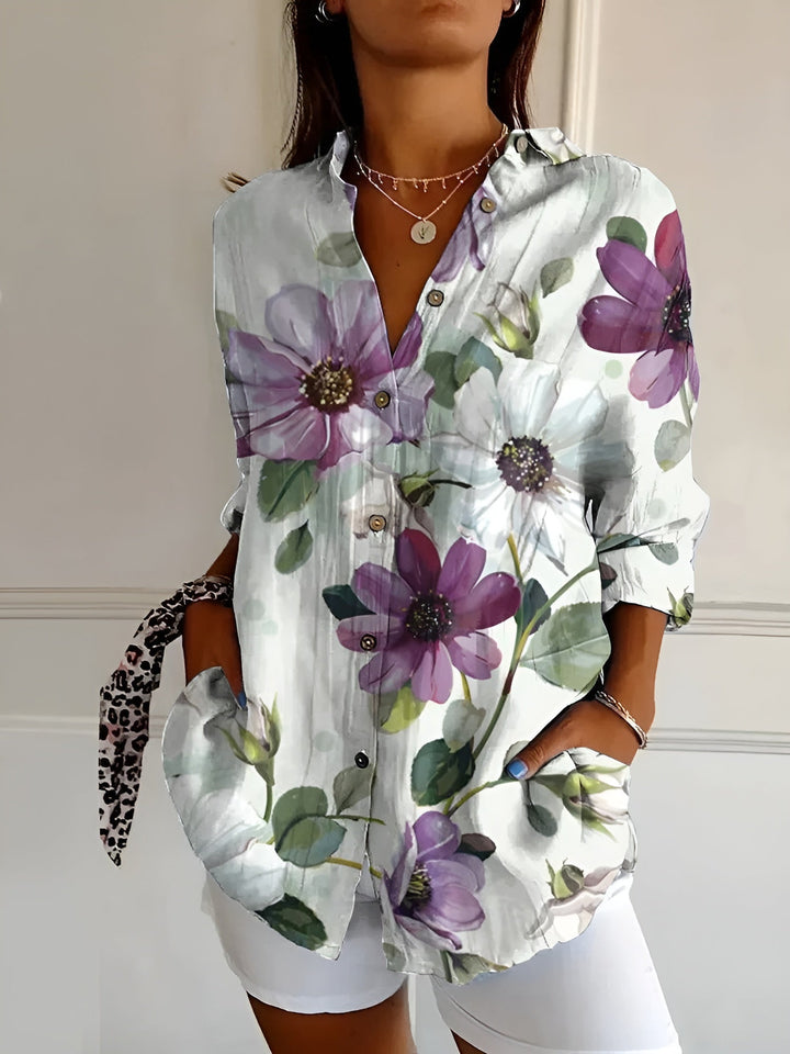 Lyssa – Elegant Floral Button-Down Blouse