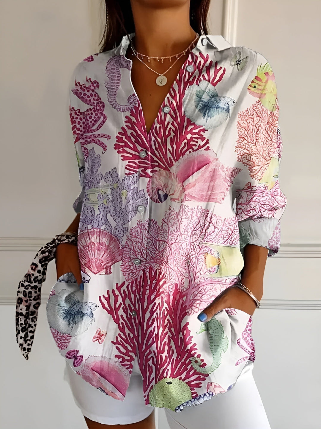 Lyssa – Elegant Floral Button-Down Blouse