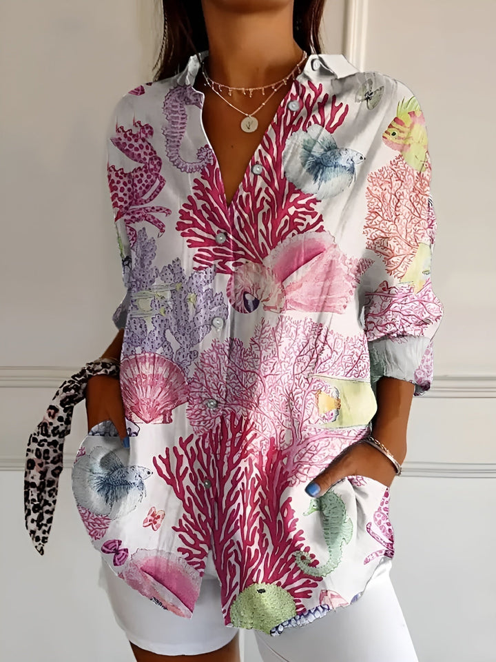 Lyssa – Elegant Floral Button-Down Blouse