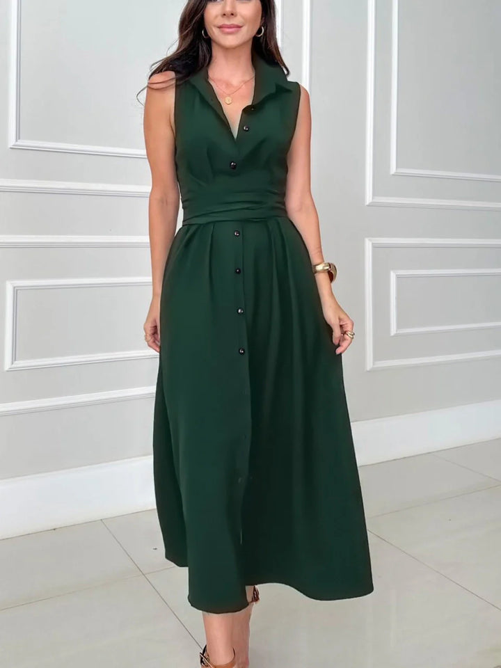 Ivana™ | Belted Button-Down Midi Shirt Dress