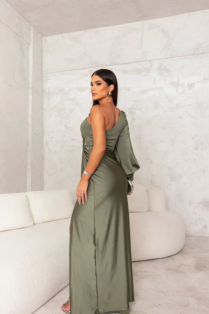 Virelle – One-Shoulder Elegant Satin Dress